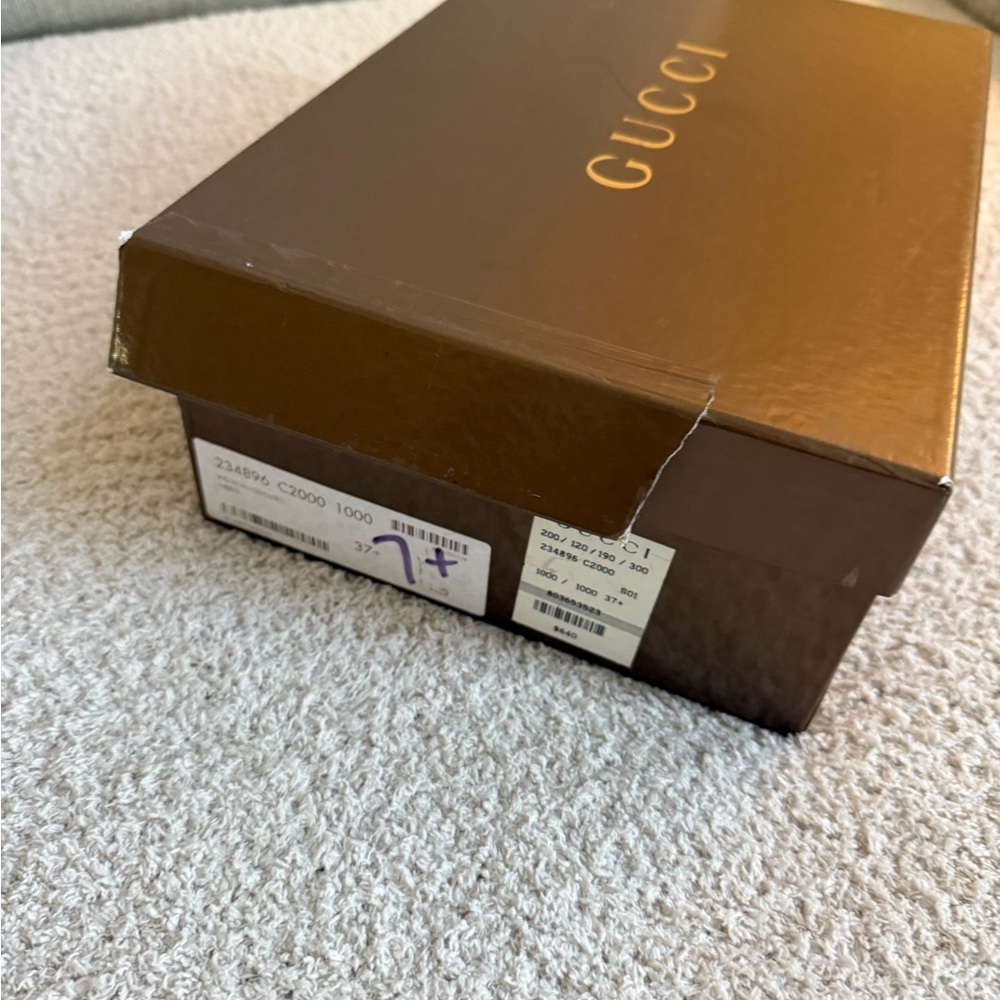 Gucci Brown Monogram Peep-Toe Wedge Espadrilles - Picture 12 of 12